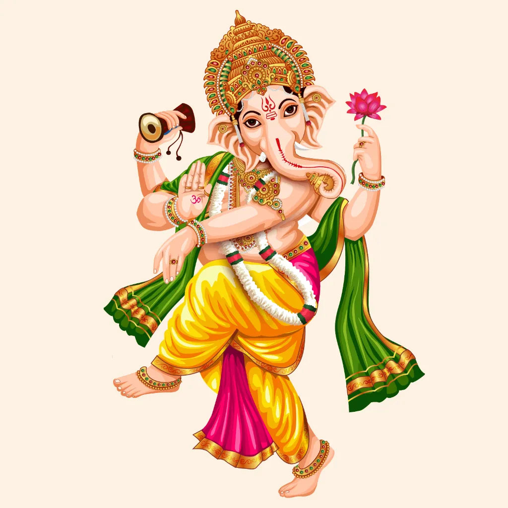 Illustrazione di Gaṇeśa, simbolo di saggezza, prosperità e protezione.