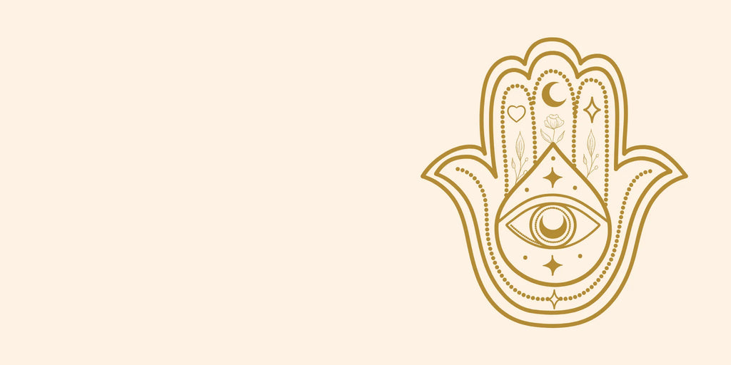 Simbolo dell’Hamsa, mano sacra di protezione e fortuna.
