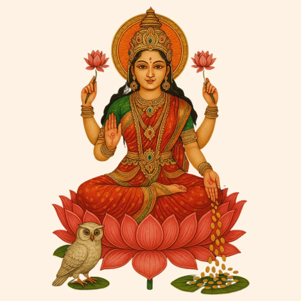 Rappresentazione di Lakṣmī, dea della grazia, dell’abbondanza e della bellezza.