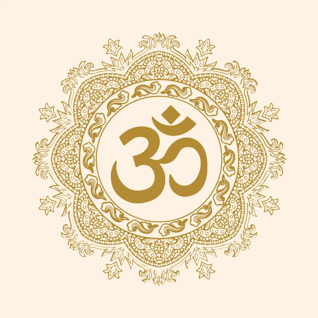 Simbolo sacro Oṃ, suono primordiale e vibrazione universale.